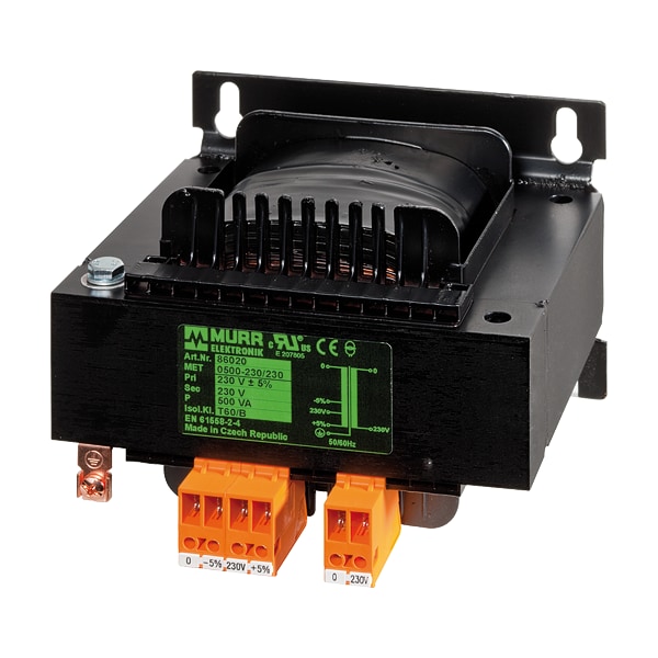 Murrelektronik MET 1-PHASE CONTROL AND ISOLATION TRANSFORMER, P: 500VA IN: 230VAC+/- 5% OUT: 230VAC, spring clamp 6686020 - main